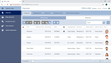 Стандартный пакет встроенного ПО PERCo-WSE