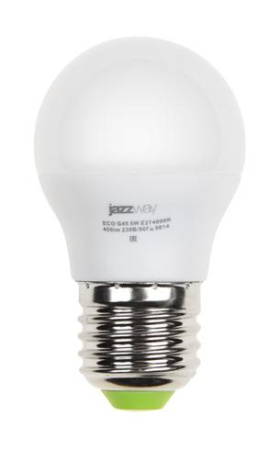 Лампа светодиодная PLED-ECO-G45 5Вт шар 4000К бел. E27 400лм 220-240В JazzWay 1036988A