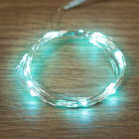Гирлянда "Роса" 2м 20LED бирюз. прозр. провод 2Вт 4.5В IP20 NEON-NIGHT 303-004